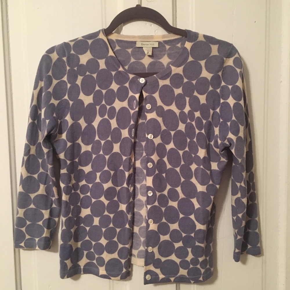 Garnet Hill XS Blue Spotted Wool Sweater